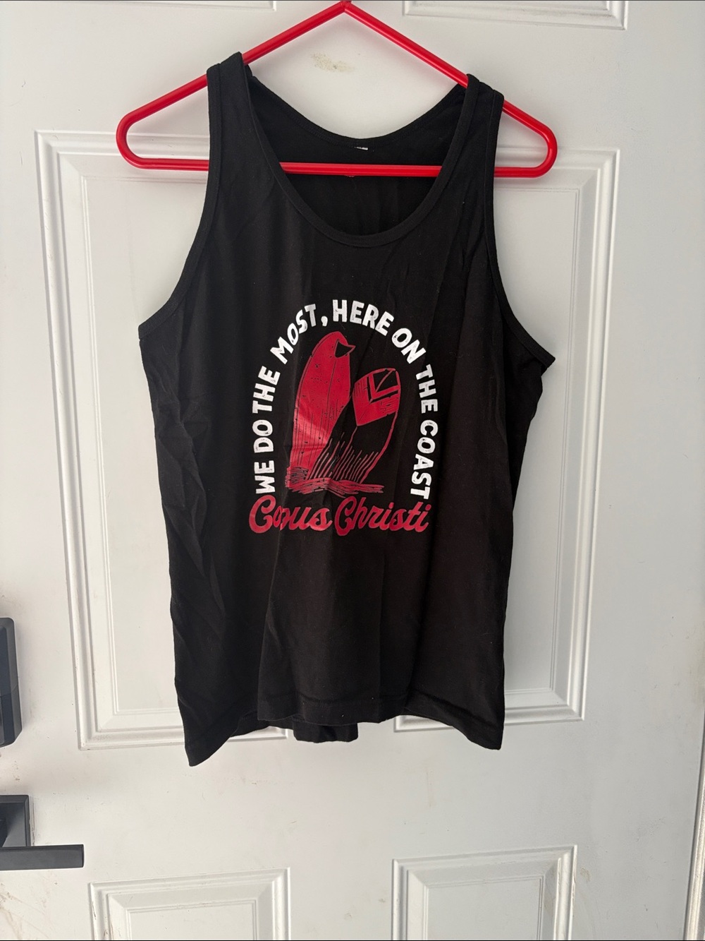 Black Tank Top with Red Surf Graphic - Corpus Christi